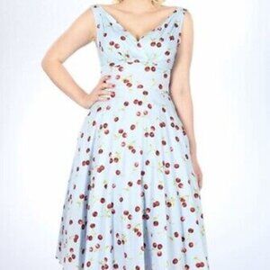 Blue cherry stop staring dress